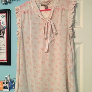 White and Bink Bow Blouse